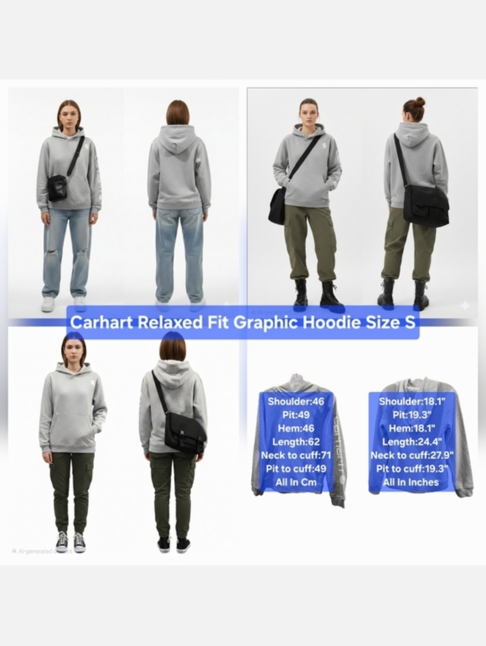 Carhartt Relaxed Fit Graphic Hoodie Gray Heather Size S Relaxed-Fit